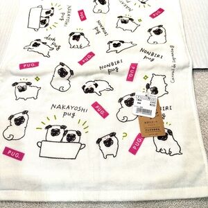 New with tag - Super Cute Pug Print Towel 13.5 x 32